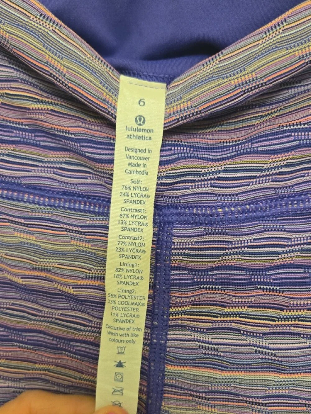 lululemon athletica Purple Striped Capri Leggings with Orange Accents